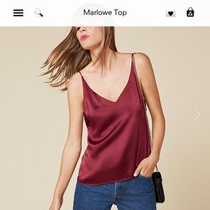Reformation Marlowe silk tank red burgundy size s